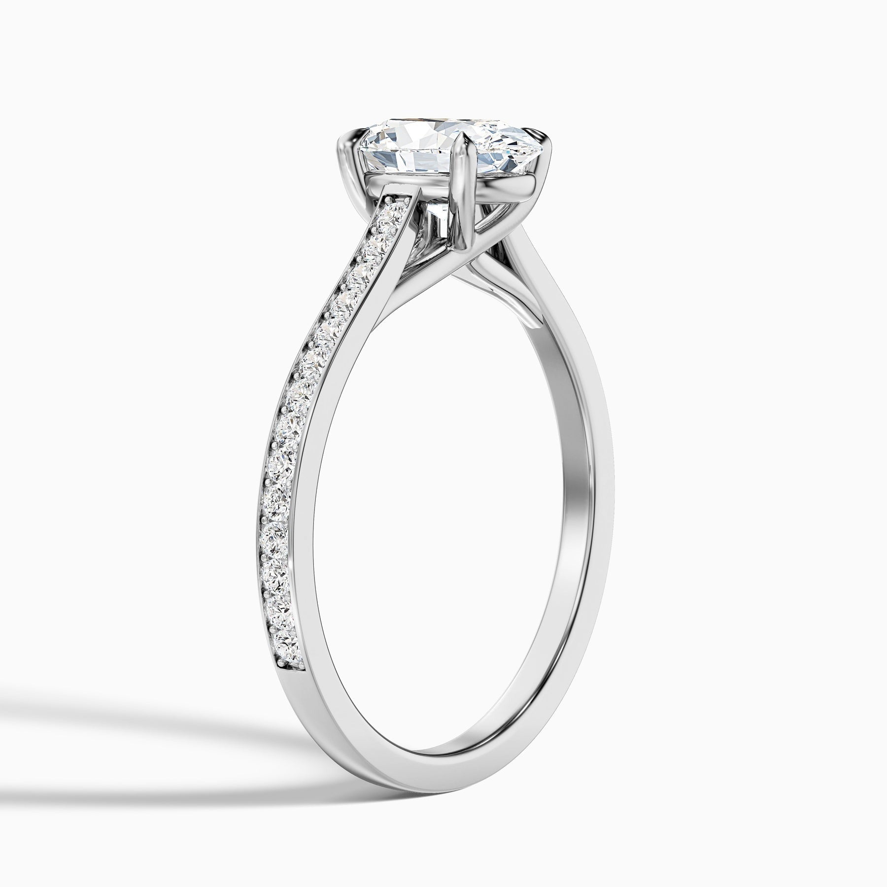 Aurelia Oval Cut Side Stone Pave Lab Grown Engagement Ring